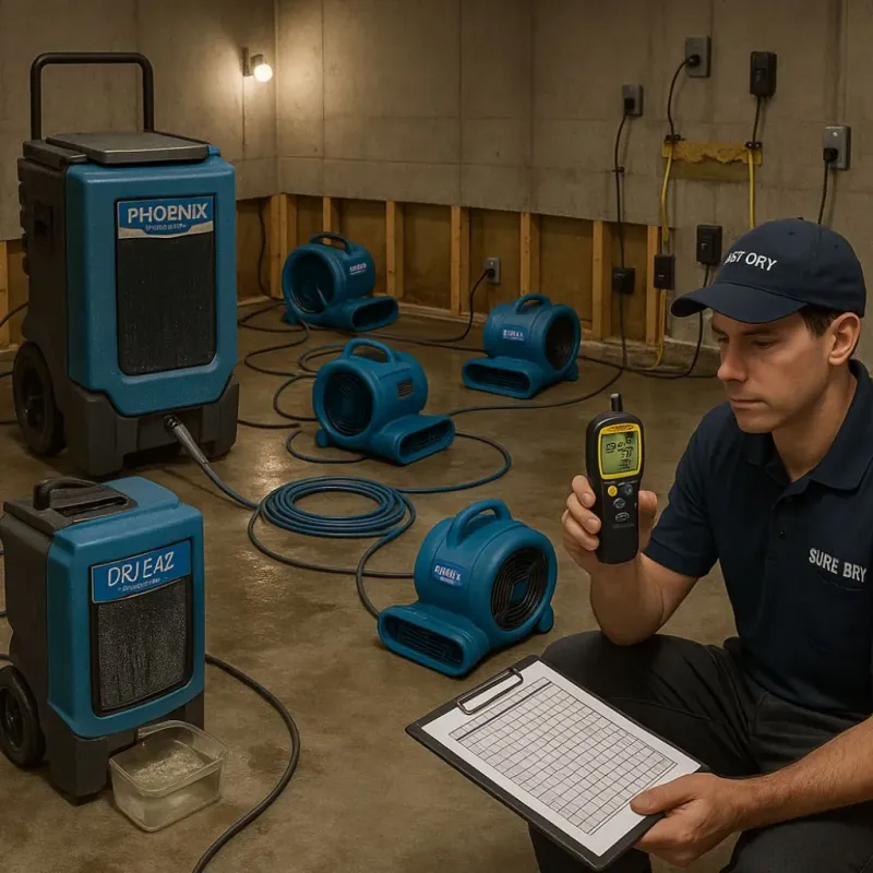 Structural Drying and Dehumidification process in Lampasas, TX